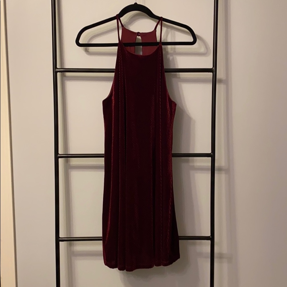 Burgundy velvet dress